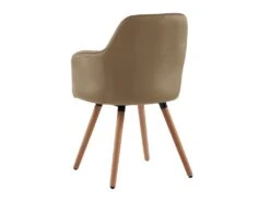 Lot De 2 Chaises Avec Accoudoirs ELEANA - Velours Et Métal Effet Bois - Beige -Mobilier De Restaurant chaise 480821