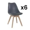 Lot De 6 Chaises JODY - Polypropylène Et Hêtre - Gris