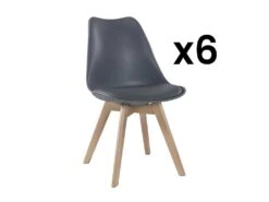 Lot De 6 Chaises JODY - Polypropylène Et Hêtre - Gris