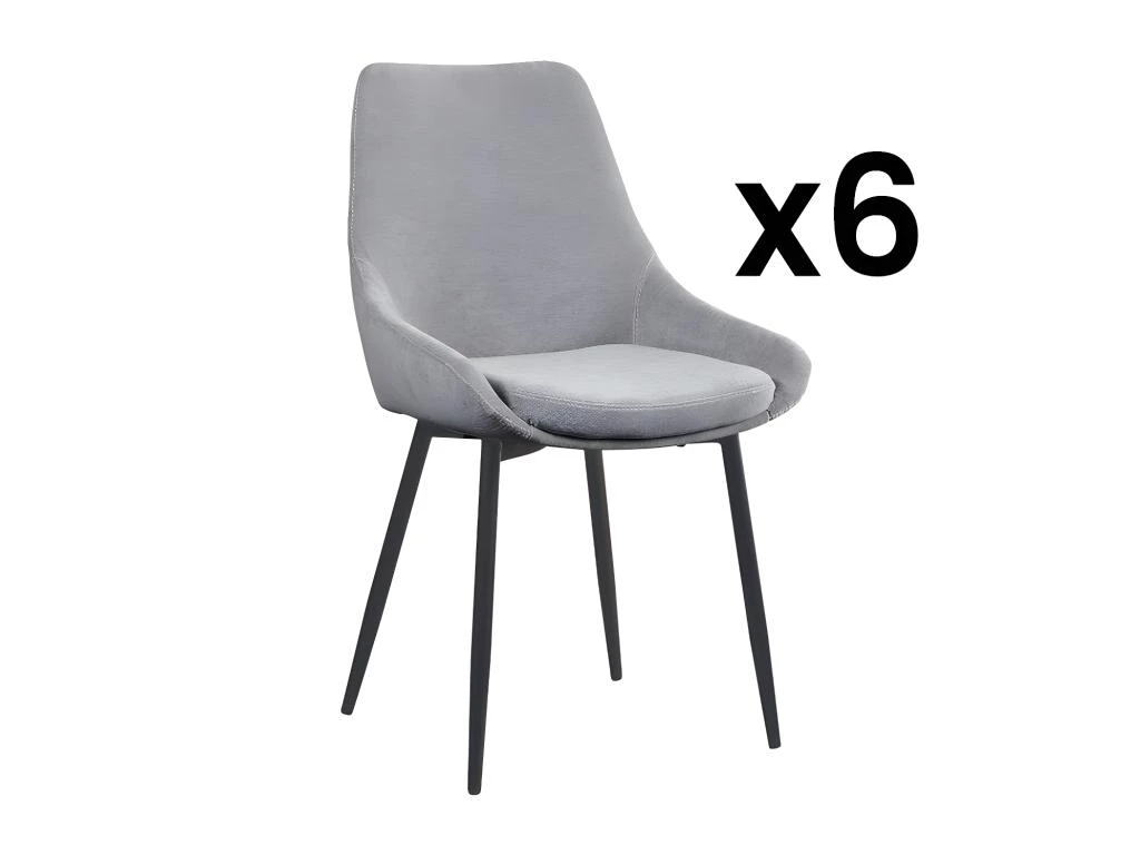 Lot De 6 Chaises MASURIE - Tissu - Gris 1 Lot De 6 Chaises MASURIE - Tissu - Gris