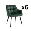 Lot De 6 Chaises Avec Accoudoirs - Velours Et Métal - Vert - PEGA