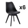 Lot De 6 Chaises JODY - Polypropylène Et Hêtre - Noir Et Pieds Noir