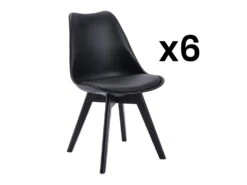 Lot De 6 Chaises JODY - Polypropylène Et Hêtre - Noir Et Pieds Noir