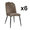 Lot De 6 Chaises ROSARIO - Effet Velours Et Métal Noir - Taupe