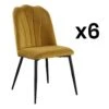 Lot De 6 Chaises ROSARIO - Effet Velours Et Métal Noir - Jaune