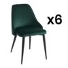 Lot De 6 Chaises - Velours Et Métal - Vert - EZRA