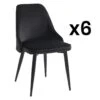 Lot De 6 Chaises - Velours Et Métal - Noir - EZRA