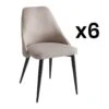 Lot De 6 Chaises EZRA - Tissu Et Métal - Crème