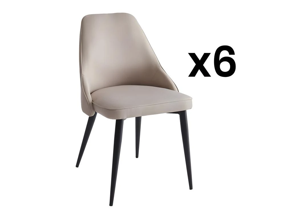 Lot De 6 Chaises EZRA - Tissu Et Métal - Crème 1 Lot De 6 Chaises EZRA - Tissu Et Métal - Crème