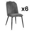 Lot De 6 Chaises ROSARIO - Effet Velours Et Métal Noir - Gris