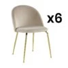 Lot De 6 Chaises - Velours Et Métal Doré - Beige - MELBOURNE