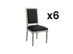 Lot De 6 Chaises AMBOISE - Tissu & Bois De Chêne - Noir