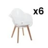 Lot De 6 Chaises Avec Accoudoirs VIXI - Polycarbonate Et Hêtre - Transparent
