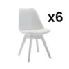Lot De 6 Chaises JODY - Polypropylène Et Hêtre - Blanc Et Pieds Blanc