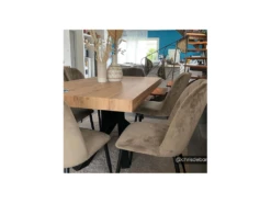 Lot De 2 Chaises ROSARIO - Effet Velours Et Métal Noir - Taupe -Mobilier De Restaurant chaise 500411