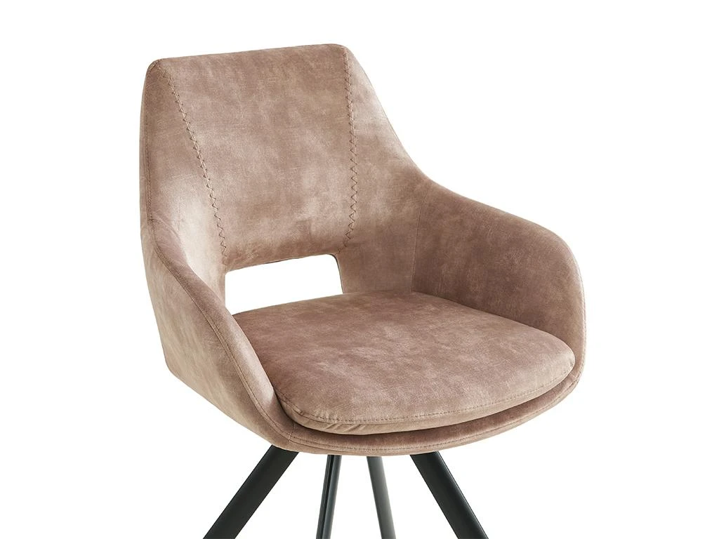 Lot De 2 Chaises Avec Accoudoirs - Velours Et Métal - Beige - KELINE 7 Lot De 2 Chaises Avec Accoudoirs - Velours Et Métal - Beige - KELINE – Image 7