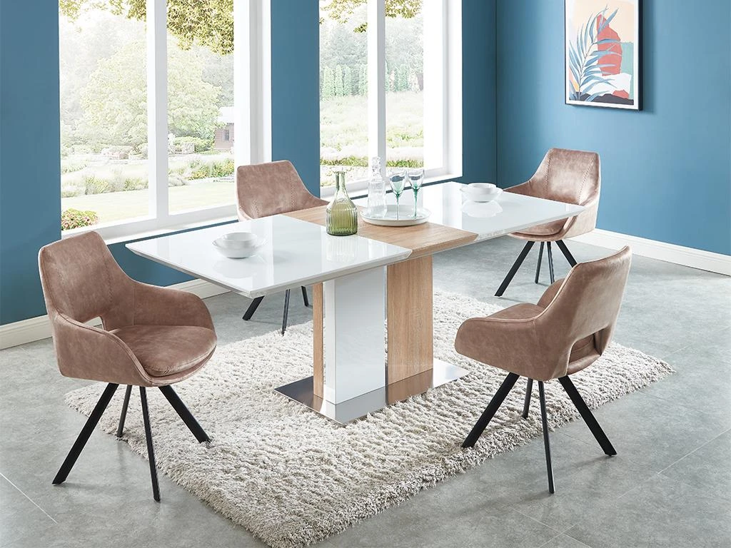 Lot De 2 Chaises Avec Accoudoirs - Velours Et Métal - Beige - KELINE 2 Lot De 2 Chaises Avec Accoudoirs - Velours Et Métal - Beige - KELINE – Image 2