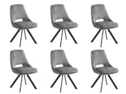 Lot De 6 Chaises - Velours Et Métal - Gris - KELINE 15 Lot De 6 Chaises - Velours Et Métal - Gris - KELINE -Mobilier De Restaurant chaise 507109