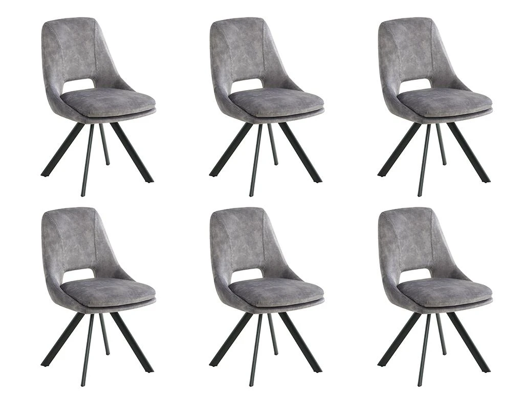 Lot De 6 Chaises - Velours Et Métal - Gris - KELINE 8 Lot De 6 Chaises - Velours Et Métal - Gris - KELINE – Image 8