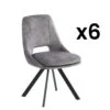 Lot De 6 Chaises - Velours Et Métal - Gris - KELINE