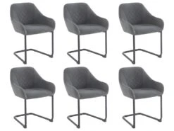 Lot De 6 Chaises Avec Accoudoirs En Tissu Et Métal - Gris - WAFA De Pascal MORABITO -Mobilier De Restaurant chaise 6929341