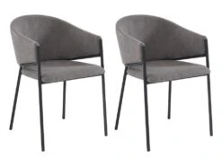Lot De 2 Chaises Avec Accoudoirs En Tissu Et Métal - Gris - ORDIDA De Pascal MORABITO