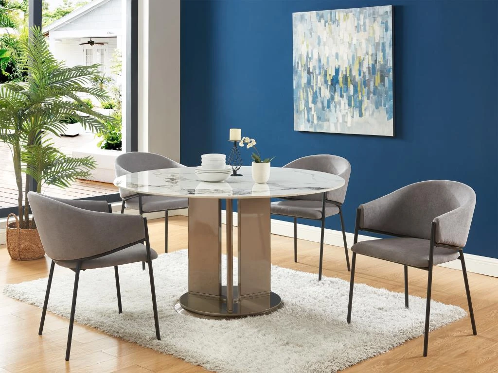 Lot De 6 Chaises Avec Accoudoirs En Tissu Et Métal - Gris - ORDIDA De Pascal MORABITO 2 Lot De 6 Chaises Avec Accoudoirs En Tissu Et Métal - Gris - ORDIDA De Pascal MORABITO – Image 2