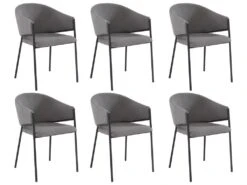 Lot De 6 Chaises Avec Accoudoirs En Tissu Et Métal - Gris - ORDIDA De Pascal MORABITO 13 Lot De 6 Chaises Avec Accoudoirs En Tissu Et Métal - Gris - ORDIDA De Pascal MORABITO -Mobilier De Restaurant chaise 6947965