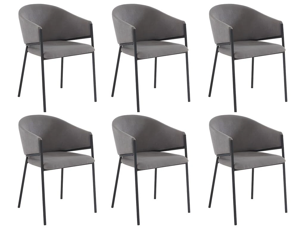 Lot De 6 Chaises Avec Accoudoirs En Tissu Et Métal - Gris - ORDIDA De Pascal MORABITO 7 Lot De 6 Chaises Avec Accoudoirs En Tissu Et Métal - Gris - ORDIDA De Pascal MORABITO – Image 7