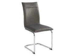 Lot De 2 Chaises En Velours Et Métal Chromé - Gris - OMANIANE -Mobilier De Restaurant chaise 6950939