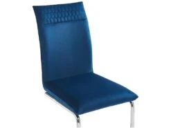 Lot De 2 Chaises En Velours Et Métal Chromé - Bleu - OMANIANE 11 Lot De 2 Chaises En Velours Et Métal Chromé - Bleu - OMANIANE -Mobilier De Restaurant chaise 7002555