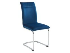 Lot De 6 Chaises En Velours Et Métal Chromé - Bleu - OMANIANE 9 Lot De 6 Chaises En Velours Et Métal Chromé - Bleu - OMANIANE -Mobilier De Restaurant chaise 7005687