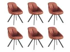 Lot De 6 Chaises Avec Accoudoirs En Velours Et Métal - Terracotta - BUSSELTON -Mobilier De Restaurant chaise 7325783