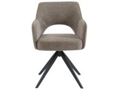 Chaise Pivotante Avec Accoudoirs En Tissu Et Métal - Taupe - KONYA -Mobilier De Restaurant chaise 7326711