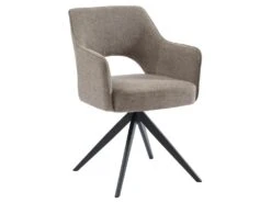 Lot De 2 Chaises Pivotantes Avec Accoudoirs En Tissu Et Métal - Taupe - KONYA -Mobilier De Restaurant chaise 7611137