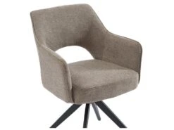 Lot De 2 Chaises Pivotantes Avec Accoudoirs En Tissu Et Métal - Taupe - KONYA -Mobilier De Restaurant chaise 7611139