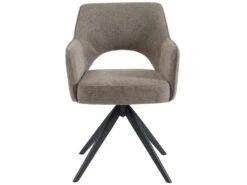 Lot De 2 Chaises Pivotantes Avec Accoudoirs En Tissu Et Métal - Taupe - KONYA -Mobilier De Restaurant chaise 7611145