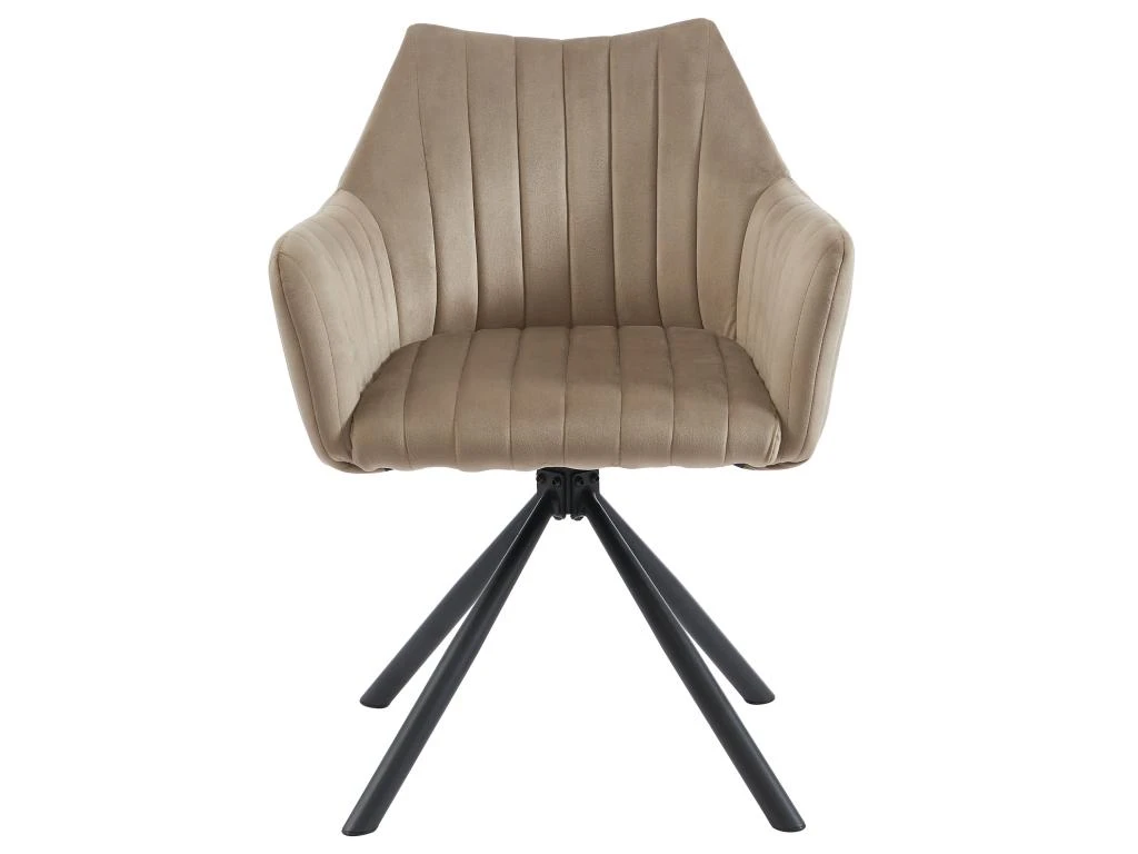 Lot De 6 Chaises Avec Accoudoirs En Velours Et Métal - Beige - IZIALI De Pascal MORABITO 3 Lot De 6 Chaises Avec Accoudoirs En Velours Et Métal - Beige - IZIALI De Pascal MORABITO – Image 3