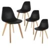 MELYA - Lot De 4 Chaises Scandinaves Noires