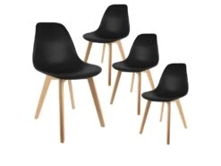 MELYA - Lot De 4 Chaises Scandinaves Noires