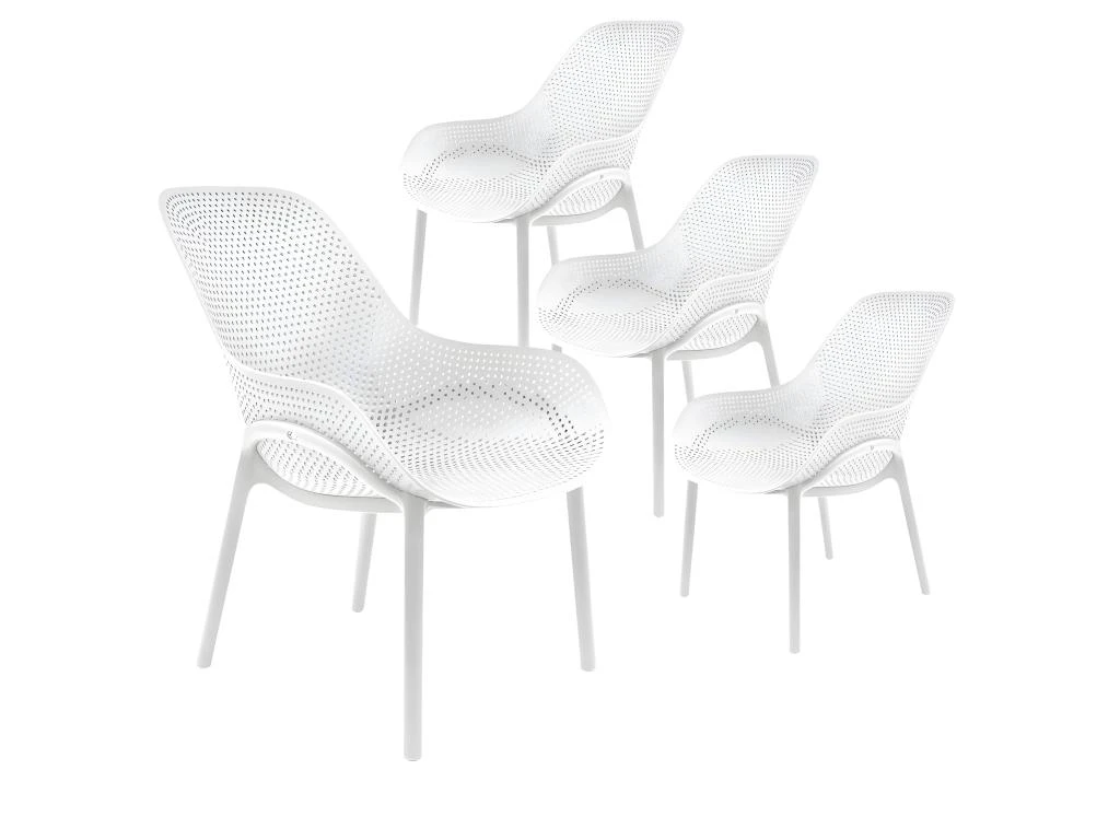 MONICA - Lot De 4 Fauteuils Coque Plastique Blanche 1 MONICA - Lot De 4 Fauteuils Coque Plastique Blanche