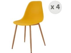 ESTER - Chaise Scandinave Curry Pieds Métal Bois (X4)