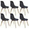 STYGN - Lot De 6 Chaises Avec Maille Noire Fils Argentés