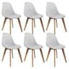STYGN - Lot De 6 Chaises Avec Maille Grise