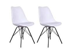 HAGA - Lot De 2 Chaises Blanches Avec Piétement Métallique