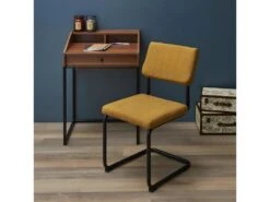 BERNY - Lot De 4 Chaises Tissu Surpiqué Jaune Moutarde -Mobilier De Restaurant chaise 8937167