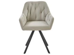 GORDON - Fauteuil De Table En Velours Coloris Lin, Pieds Métal Noir (x2) -Mobilier De Restaurant chaise 8937337