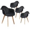 STYGN - Lot De 4 Fauteuils Avec Maille Noire Fils Argentés
