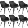 Lot De 6 Chaises Pieds Noir Siège De Salon Cuisine Salle à Manger Design élégant Tissu Anthracite 08_0000055