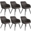 Lot De 6 Chaises Pieds Noir Siège De Salon Cuisine Salle à Manger Design élégant Tissu Gris Foncé 08_0000056